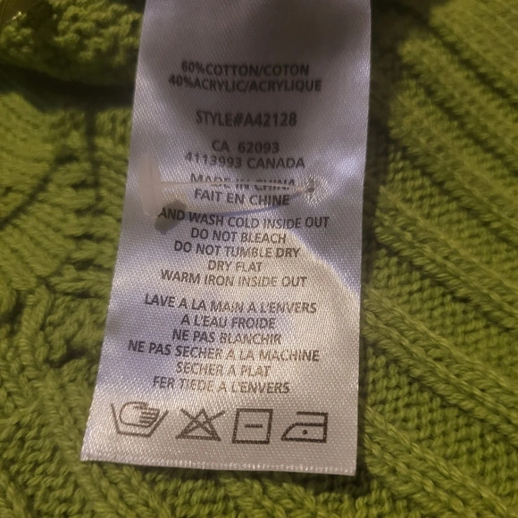 SALE! NWT Alison Sheri Green Cable Knit Turtleneck Sweater, Size Small. - Picture 4 of 7